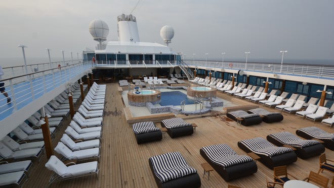 The hub of Nautica's outdoor decks is the pool area on Deck 9.