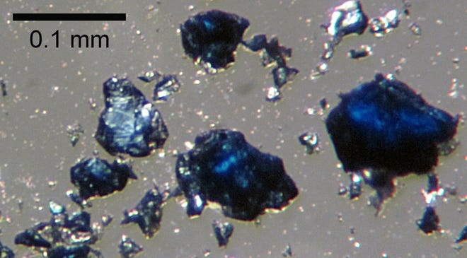 Hydrous ringwoodite synthesized from olivine in Steve Jacobson’s laboratory.