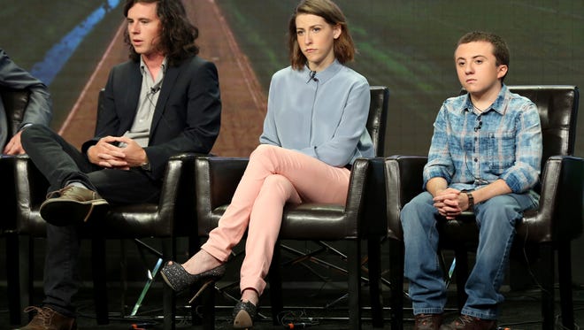 Charlie McDermott, left, Eden Sher and Atticus Shaffer join their TV parents on the panel for 'The Middle.'