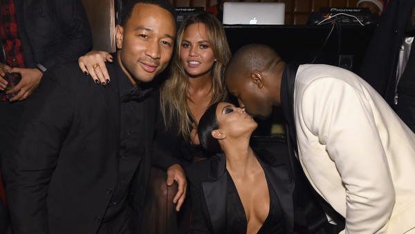 John Legend, Chrissy Teigen,  Kim Kardashian and Kanye West attend a birthday party for John Legend (who was also celebrating the 10th anniversary of his debut album "Get Lifted") at CATCH NYC on Jan. 8.