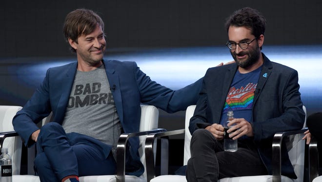 Mark Duplass, left, and Jay Duplass talk about HBO's 'Room 104.'