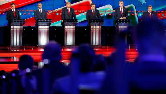 Republican presidential candidates take part in the Dec. 15, 2015, debate in Las Vegas.