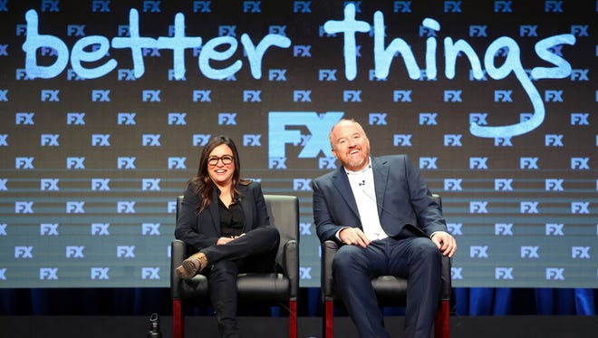 It's time for the Television Critics Association's summer press tour in Beverly Hills, where networks present their shows to TV journalists. Here, co-creator/executive producer/writer/director/actor Pamela Adlon  and co-creator/executive producer/writer Louis C.K. discuss FX's  'Better Things' on Wednesday.