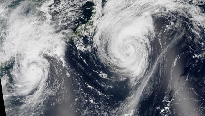Typhoons in the Pacific in August 2015.