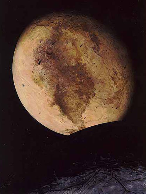 An artist's conception of Pluto and its moon Charon (bottom right). (18K) Image: NASA (taken from Nasa's Observatorium image Gallery)      *please note in cutline this is not an actual photo!