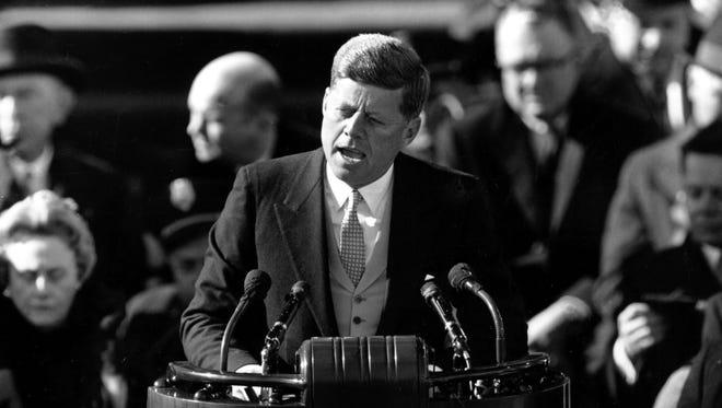President John F. Kennedy delivers his inaugural address on Jan. 20, 1961.