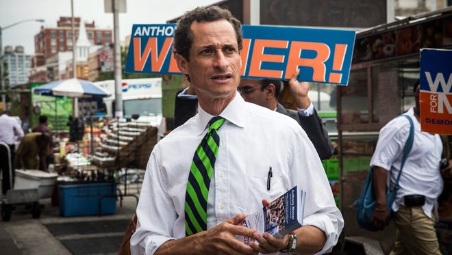 Weiner meets with supporters in Harlem on Sept. 10, 2013, in New York City.