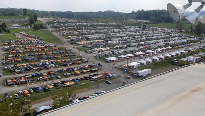A general view of a campground prior to the game between the Tennessee and Virginia Tech at Bristol Motor Speedway.