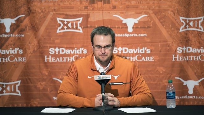 Texas head coach Tom Herman speaks during a press conference.