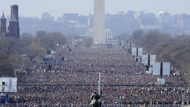 This Jan. 20, 2009, photo shows the crowd on the National Mall for the inauguration of President Barack Obama.