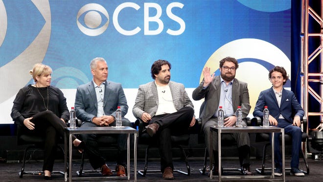 Executive producers Dana Honor, from left, Aaron Kaplan, Dan Kopelman, and actors Bobby Moynihan and Jack Dylan Grazer talk about the new CBS comedy 'Me, Myself, and I.'