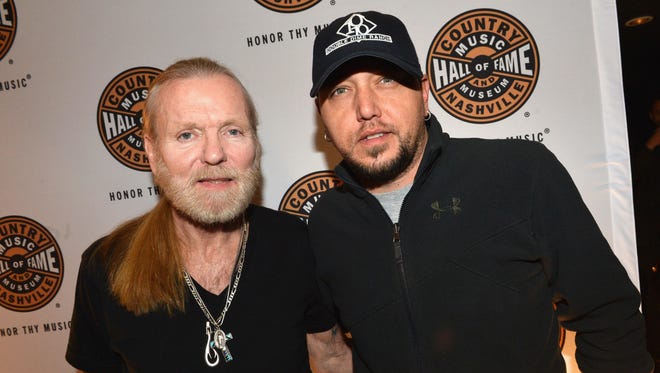 Gregg Allman and Jason Aldean (R) attend the All For the Hall New York concert benefiting the Country Music Hall of Fame on Feb. 26, 2013 in New York.