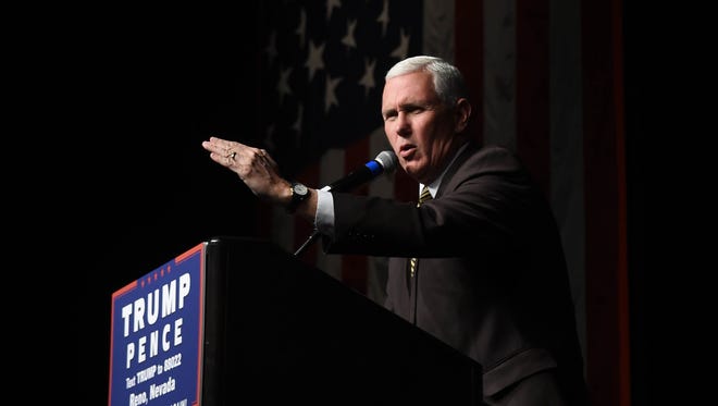 Mike Pence speaks at a rally in the Grand Sierra Resort in Reno on Oct. 26, 2016