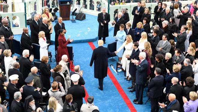President-elect Donald Trump greets daughter Ivanka Trump during the 2017 Presidential Inauguration.