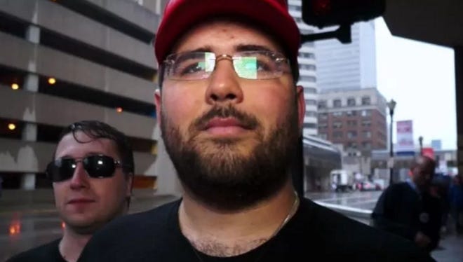 Matthew Heimbach, chairman of the Traditionalist Workers Party, at a Trump rally last year in Louisville