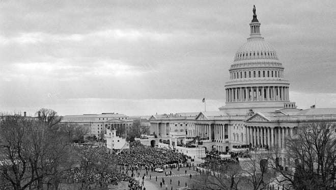 The Capitol is pictured as Nixon is sworn in for a second term in on Jan. 20, 1973.