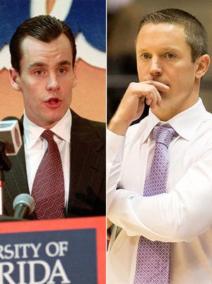 Mike White, right, shows striking similarities to a young Billy Donovan, left.