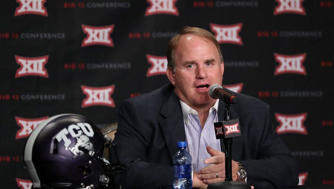 TCU Horned Frogs head coach Gary Patterson speaks to the media during the Big 12 Media Days at Omni Dallas Hotel.