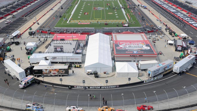 A general view of Bristol Motor Speedway prior to the college football game between Virginia Tech and Tennessee.