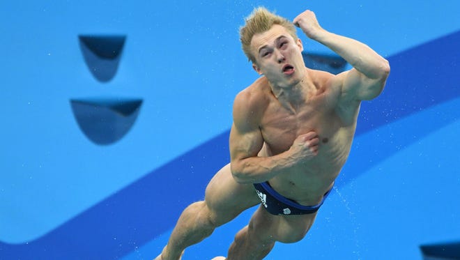 Jack Laugher during the men's 3-meter springboard preliminary  round.
