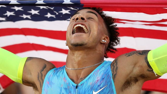 Christopher Belcher, who finished third in the 100, will compete for the USA in the world championships in London.