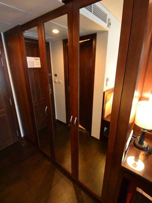 Cabins have large built-in storage closets.