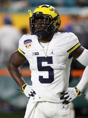 Jabrill Peppers warms up before the Orange Bowl on Dec. 30, 2016.