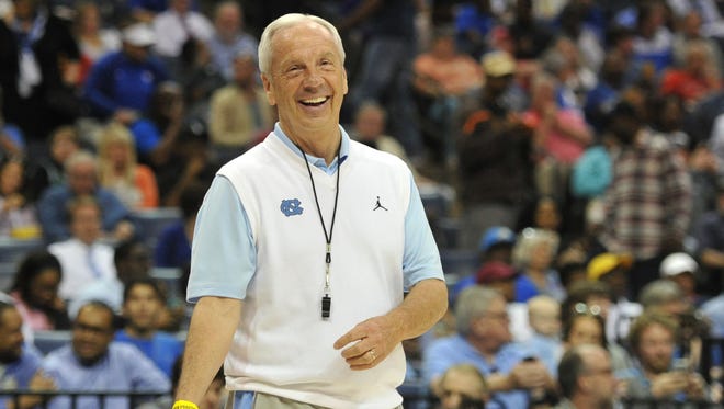 North Carolina coach Roy Williams watches his team practice prior to their NCAA tournament game in Memphis.