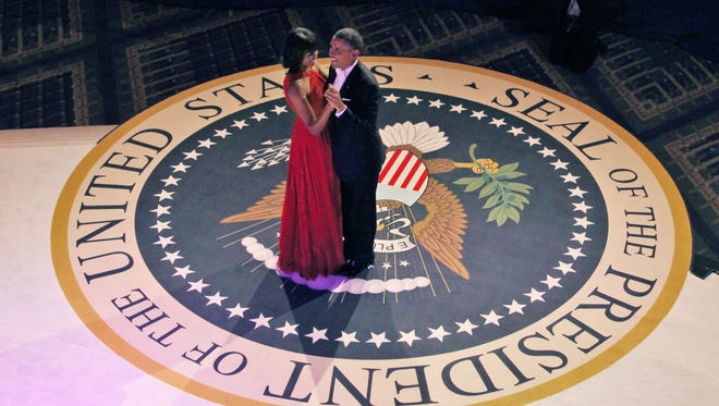 The president and first lady dance at the Commander-in-Chief Inaugural Ball at the Washington Convention Center on Jan. 21, 2013.