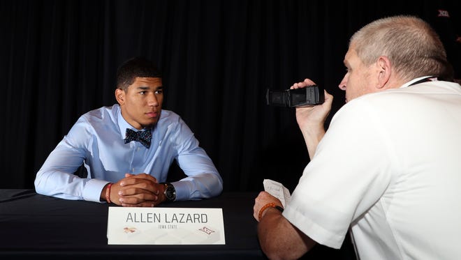 Iowa State Cyclones wide receiver Allen Lazard speaks to the media during the Big 12 Media Days at Omni Dallas Hotel.