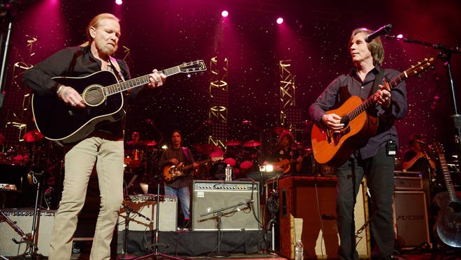 Gregg Allman and Jackson Browne perform during All My Friends: Celebrating the Songs & Voice of Gregg Allman at The Fox Theatre on Jan. 10, 2014, in Atlanta, Ga.