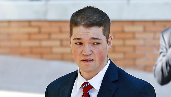 Ryan McCann arrives for his preliminary hearing on charges related to the hazing death of Timothy Piazza at Penn State's Beta Theta Pi fraternity at the Centre County Courthouse in Bellefonte, Pa., on June 12, 2017.