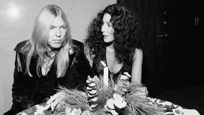 Gregg Allman, left, sits with Cher in this undated photo.    Allman and singer, actress Cher were married from 1975 to 1979 and they have a son, Elijah Blue Allman.
