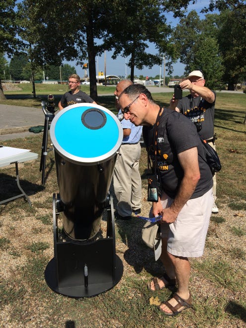 A group from the Milwaukee Public Museum brought more than a dozen telescopes as well as solar binoculars to watch the total solar eclipse on August 21, 2017, from Metropolis, Ill., on Monday. The group was rewarded with almost 2 1/2 minutes of totality.