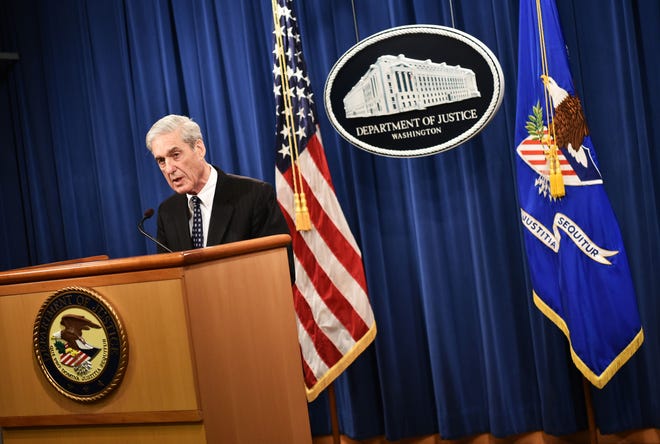 Special Counsel Robert Mueller speaks on the investigation into Russian interference in the 2016 Presidential election, at the Justice Department in Washington, DC, on May 29, 2019. Mueller said that charging President Donald Trump with a crime of obstruction was not an option because of Justice Department policy.